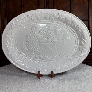 Vintage Gibson Housewares 18 3/8" Ivory Premium Ceramic Oval Turkey Platter